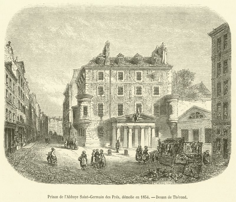 Gevangenis van de Abdij Saint-Germain des Prés, gesloopt in 1854 door French School