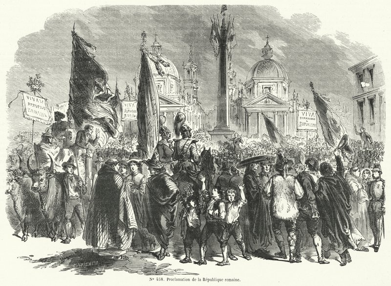 Proclamatie van de Romeinse Republiek, Italië, 9 februari 1849 door French School