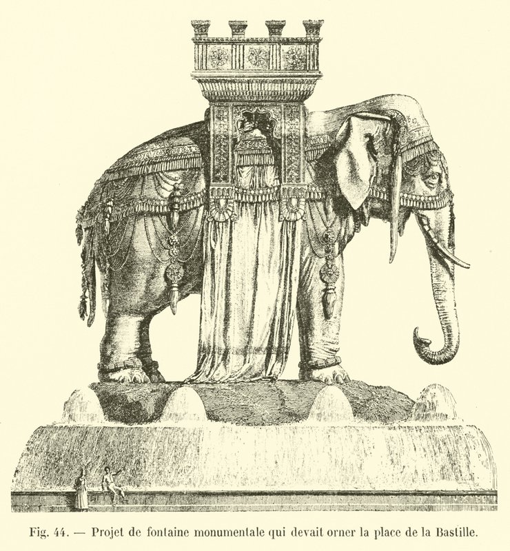 Ontwerp van een monumentale fontein die het plein van de Bastille moest sieren door French School