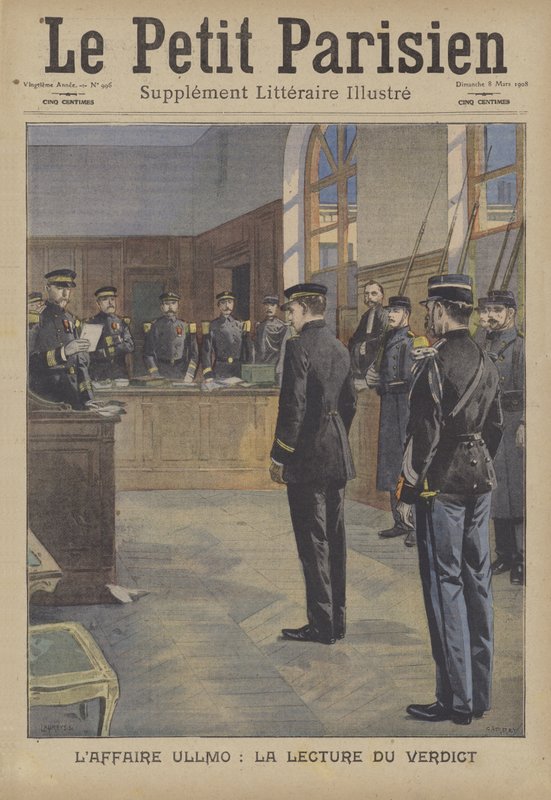 Voorlezing van het vonnis tijdens het verraadproces van Charles Benjamin Ullmo door French School