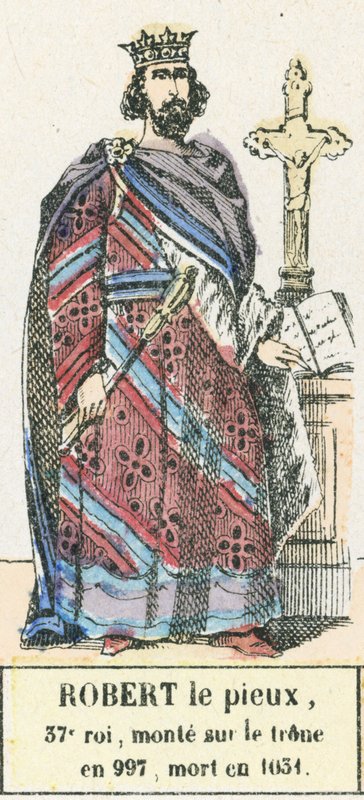 Robert de Vrome, 37e koning, besteeg de troon in 997, stierf in 1031 door French School