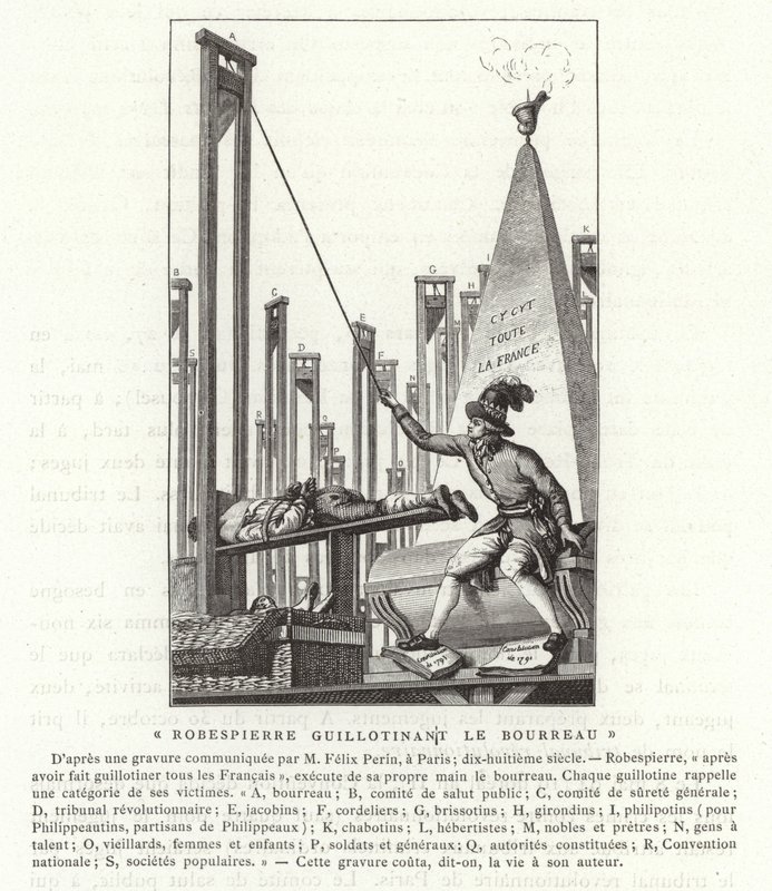 Robespierre guillotineert de beul, Franse Revolutie door French School