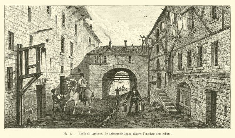 Steeg van de Arche of de Abreuvoir Popin, naar het uithangbord van een taverne door French School