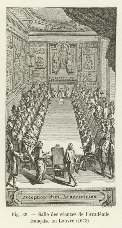 Vergaderzaal van de Franse Academie in het Louvre, 1673 door French School