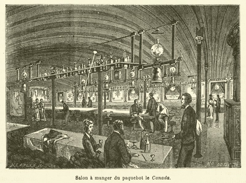 Eetkamer van het stoomschip de Canada door French School