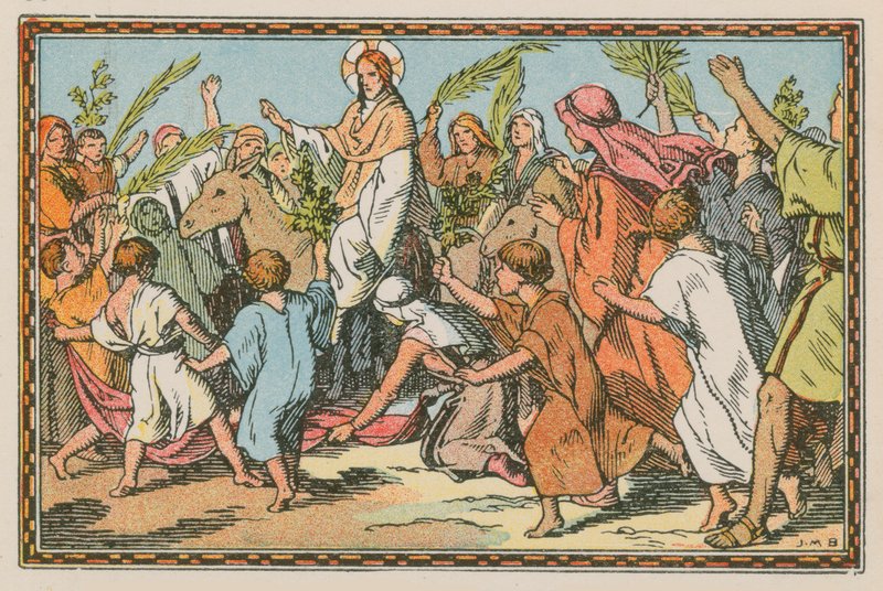 Scène uit het leven van Jezus (gekleurde gravure) door French School