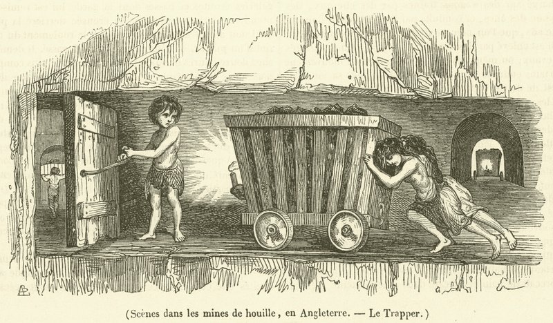 Scènes in de kolenmijnen, in Engeland, De Trapper door French School