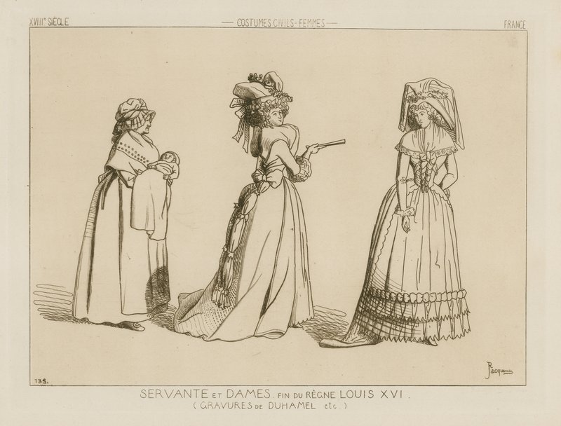 Dienaar en dames, einde van het bewind van Lodewijk XVI door French School