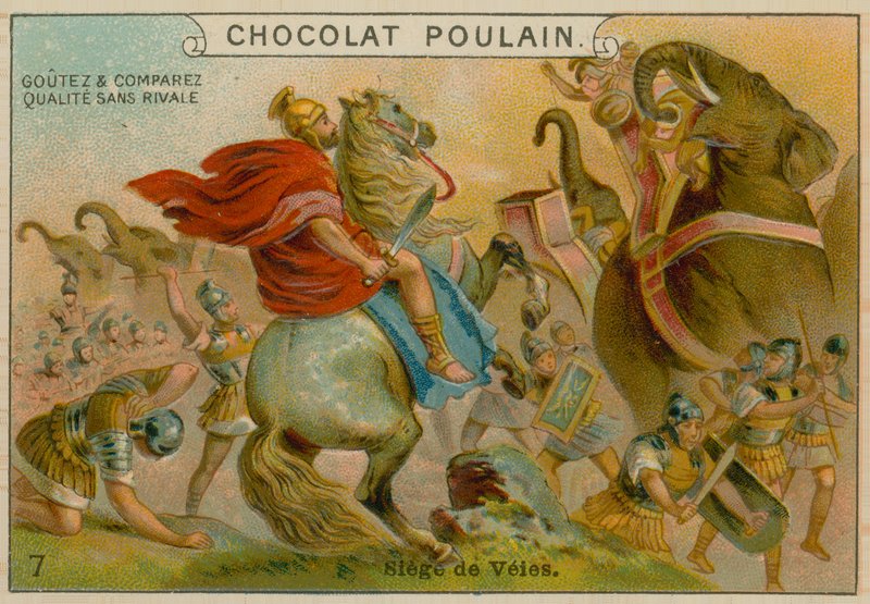 Belegering van Veii, Chocolat Poulain handelskaart door French School