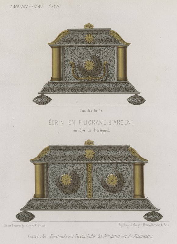 Zilveren filigrein kistje door French School