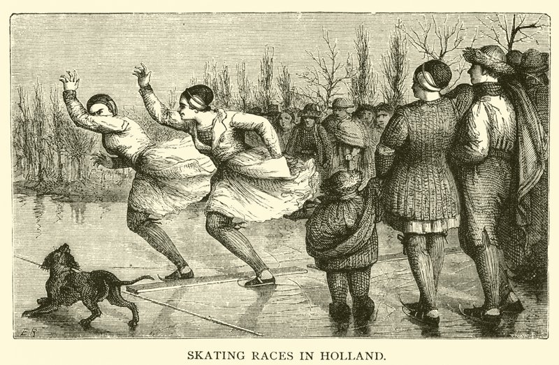 Schaatswedstrijden in Nederland (gravure) door French School