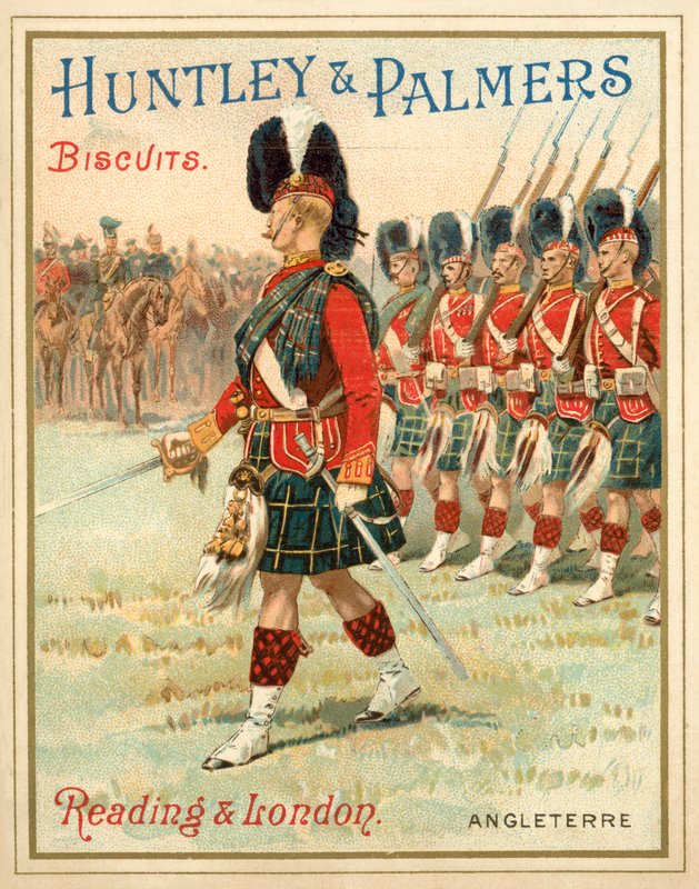 Soldaten van een Hoogland regiment op parade (chromolitho) door French School