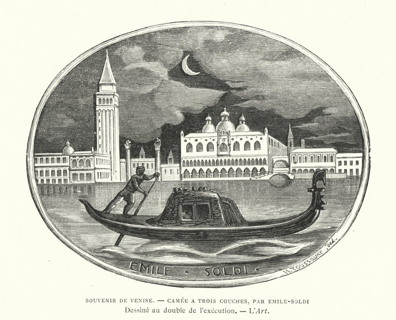 Souvenir van Venetië, cameo ontworpen door de Franse beeldhouwer Emile Soldi door French School