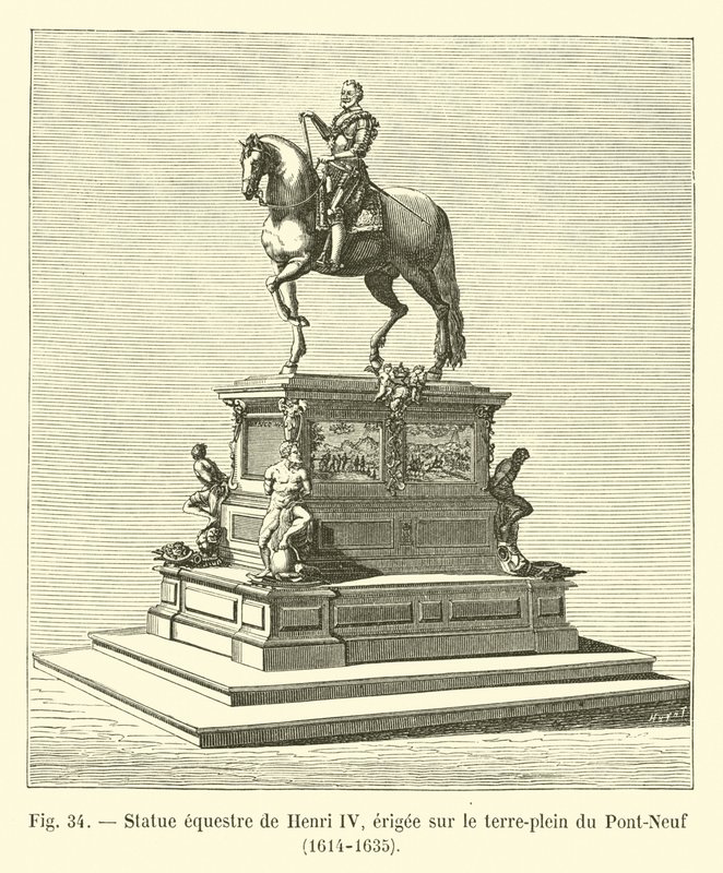 Ruiterstandbeeld van Hendrik IV, opgericht op het midden van de Pont-Neuf, 1614-1635 door French School
