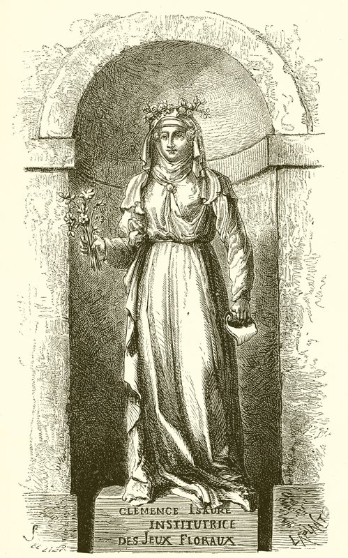 Standbeeld van Clemence Isaure in de kamer van Jeux Floraux in Toulouse door French School