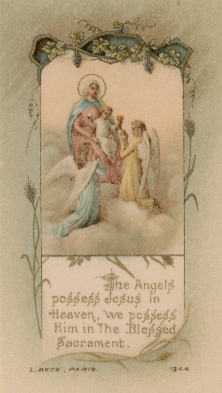 De engelen bezitten Jezus in de hemel, wij bezitten Hem in het Heilig Sacrament door French School
