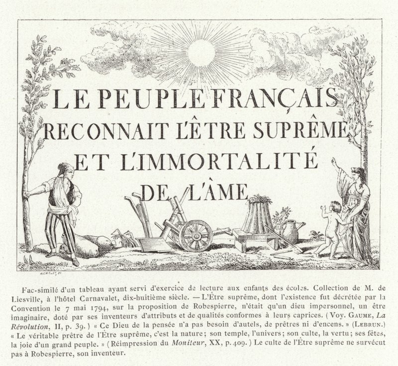 Het Franse volk erkent het Opperwezen en de onsterfelijkheid van de ziel door French School