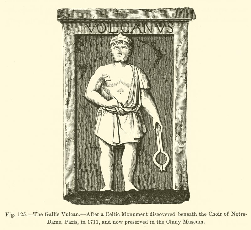 De Gallische Vulcanus (gravure) door French School