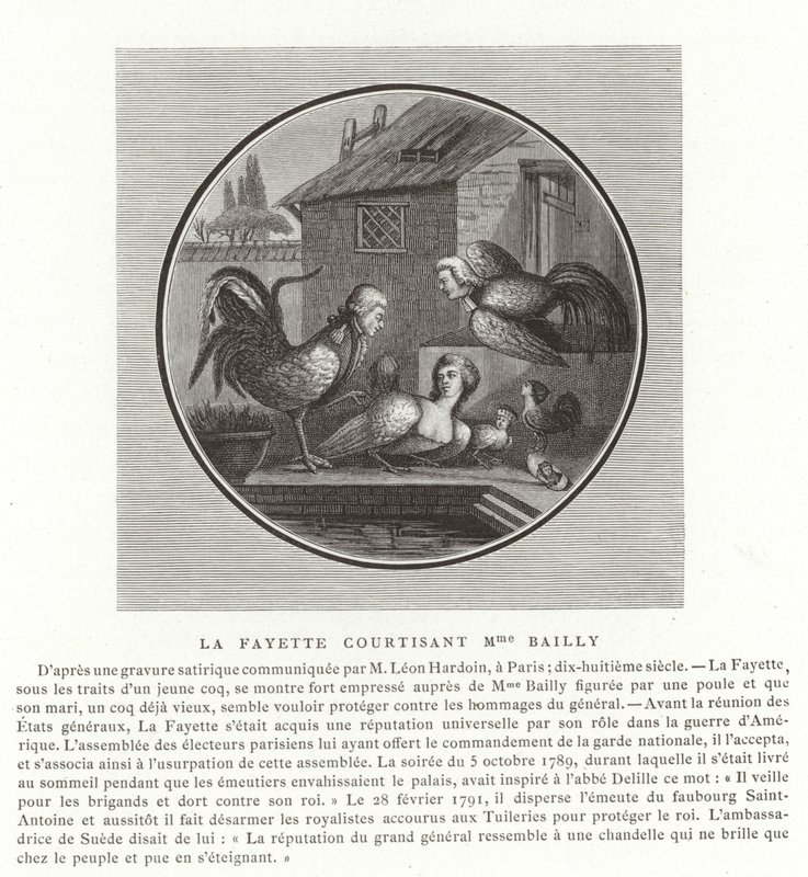 De markies de Lafayette het hof maken aan Madame Bailly door French School