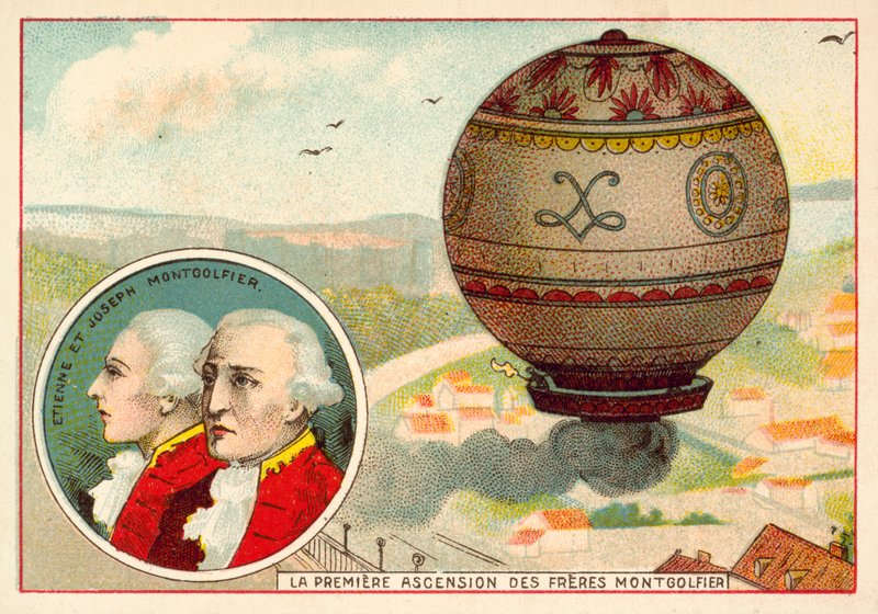 De eerste ballonvaart van de gebroeders Montgolfier door French School