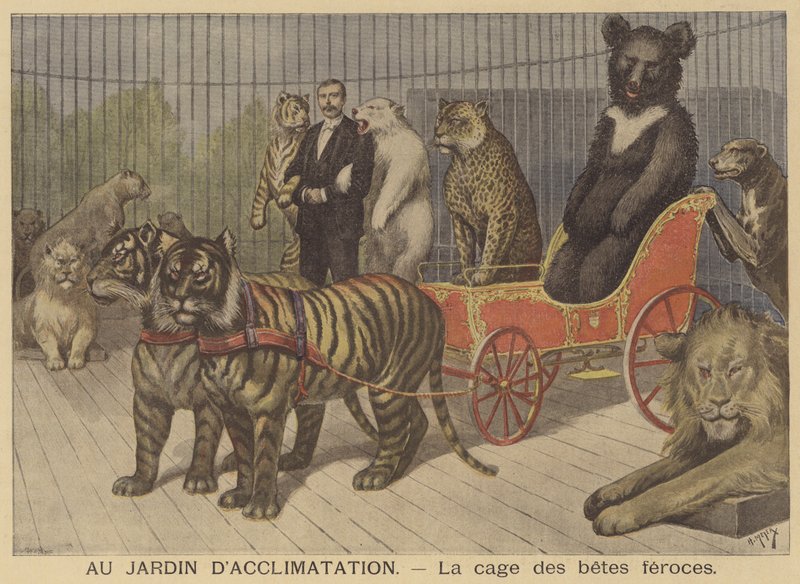 De kooi van wilde dieren in de Jardin d