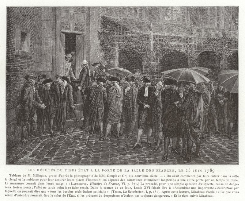 De afgevaardigden van de Derde Stand bij de deur van de Salle des Séances, 23 juni 1789 door French School