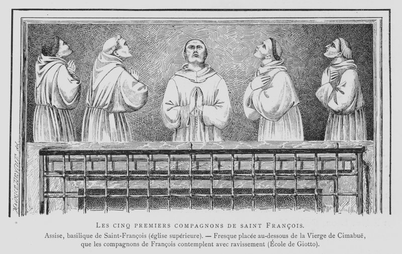 De eerste vijf metgezellen van St. Franciscus van Assisi door French School