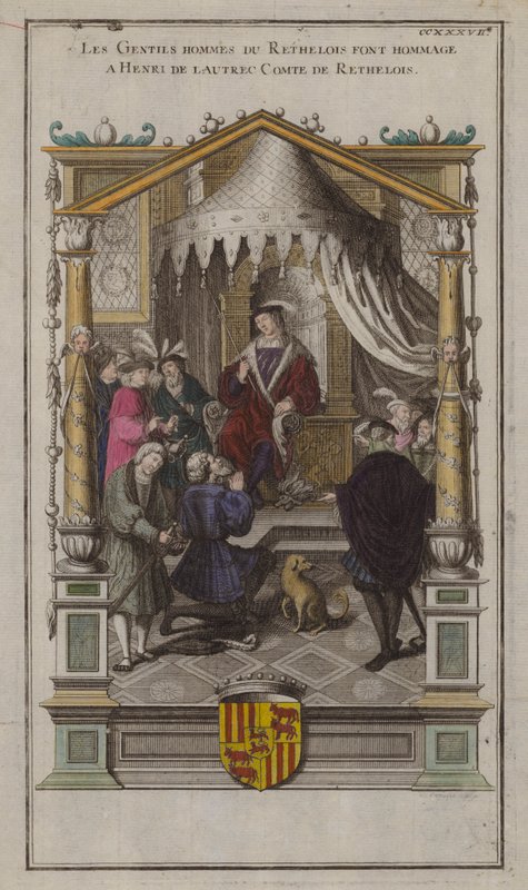 De heren van Rethelois brengen hulde aan Henri de Lautrec, graaf van Rethelois door French School
