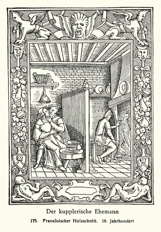 De koppelende echtgenoot (houtsnede) door French School