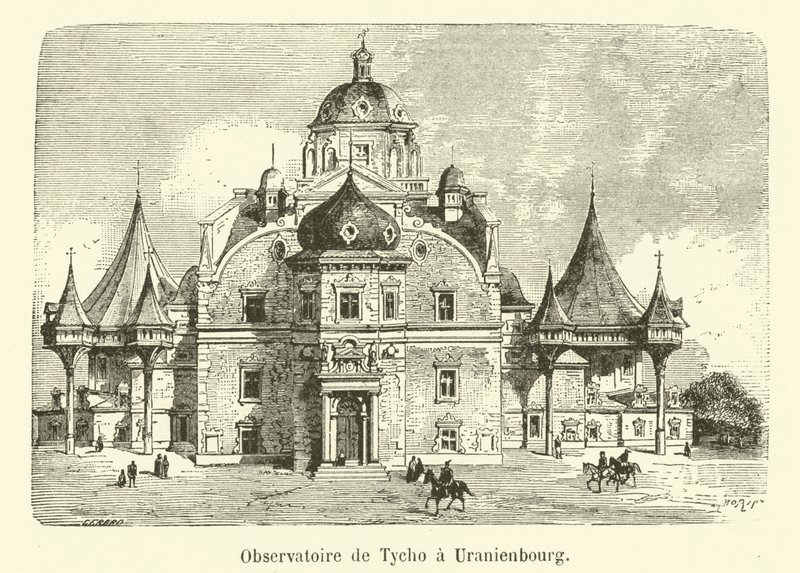 Het observatorium van Tycho Brahe in Uranienbourg (gravure) door French School