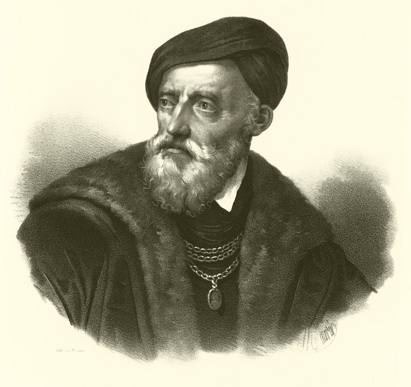 Tiziano Vecelli of Tiziano Vecellio, bekend in het Engels als Titian, portret door French School