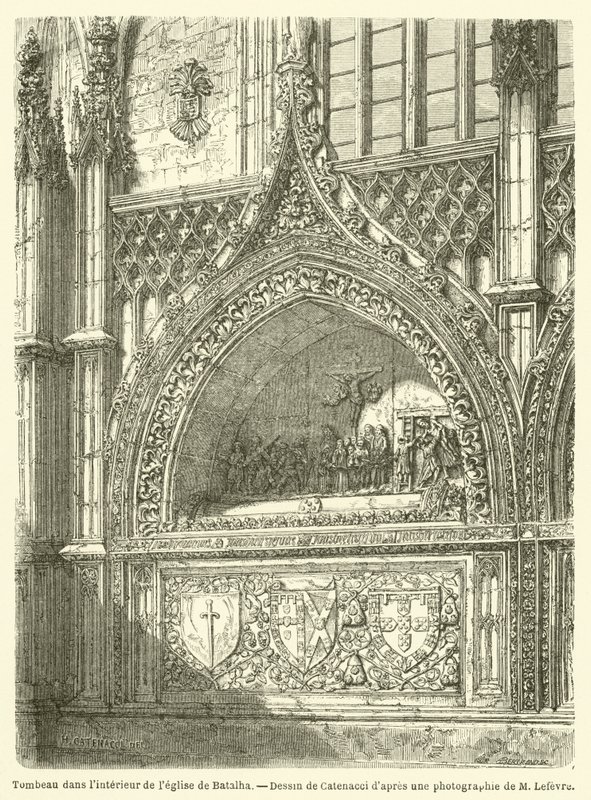 Graf in het interieur van de kerk van Batalha door French School