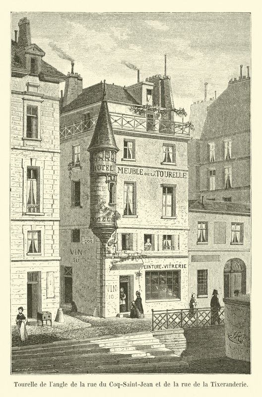 Toren op de hoek van de rue du Coq-Saint-Jean en de rue de la Tixeranderie door French School