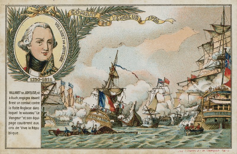 Handelskaart met een afbeelding van het schip Vengeur du Peuple door French School
