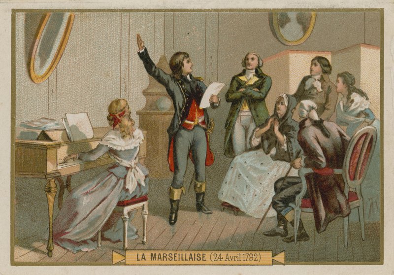 Handelskaart met een afbeelding van Rouget de Lisle door French School