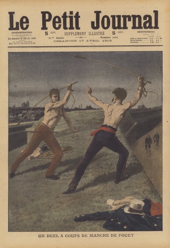 Twee koetsiers die een duel uitvechten met hun zwepen door French School