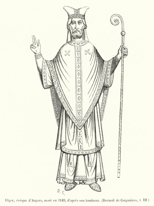 Ulger, bisschop van Angers, gestorven in 1149, naar zijn graf door French School