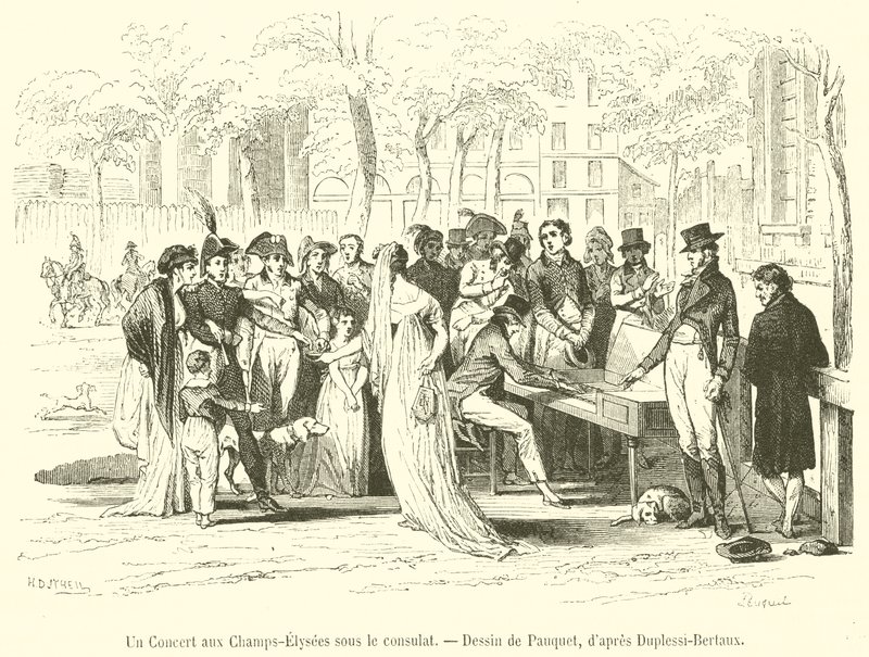 Een concert op de Champs-Elysées onder het consulaat door French School