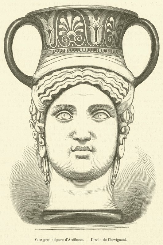 Griekse vaas, figuur van Arethusa door French School