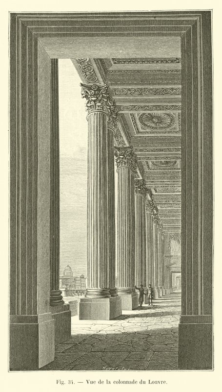 Uitzicht op de colonnade van het Louvre door French School
