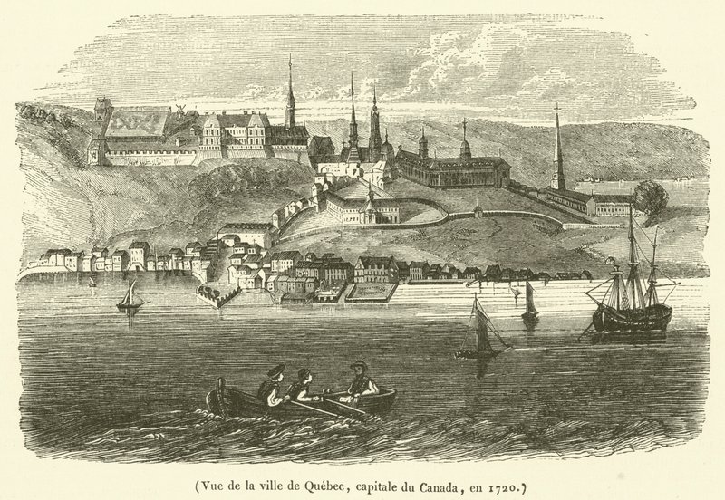 Uitzicht op de stad Quebec, hoofdstad van Canada, in 1720 door French School