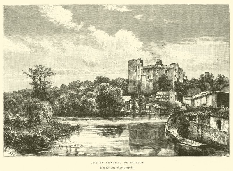 Zicht op het Kasteel van Clisson (gravure) door French School
