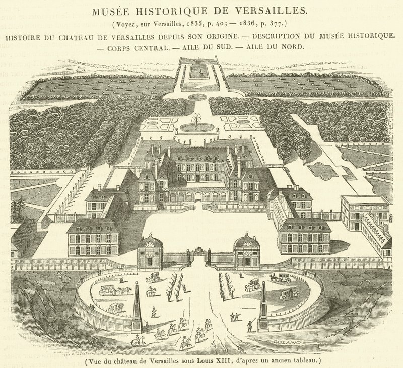 Uitzicht op het kasteel van Versailles onder Lodewijk XIII door French School