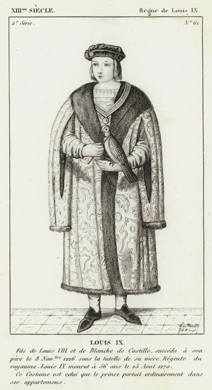 XIII Eeuw, Regering van Lodewijk IX, Lodewijk IX (gravure) door French School