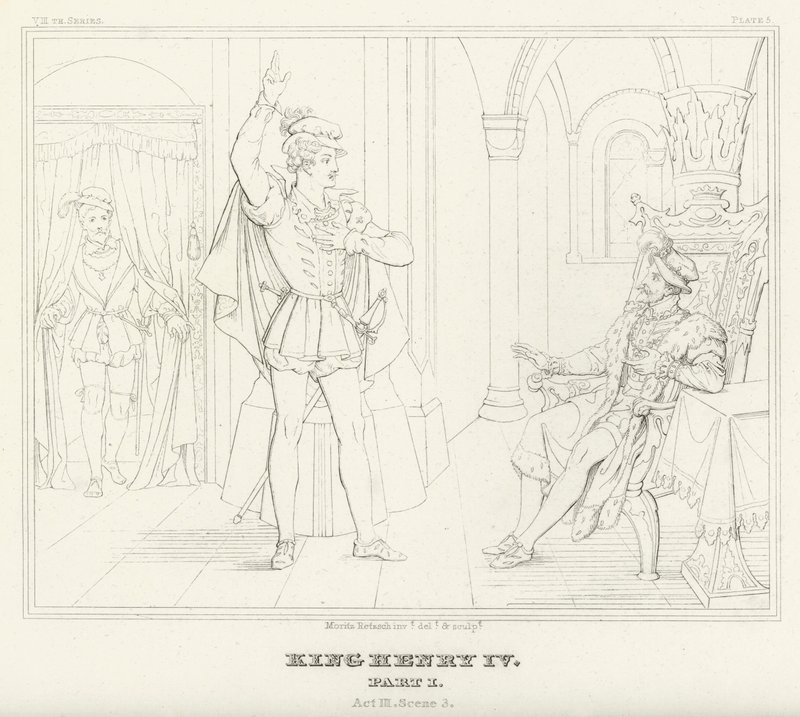 Koning Hendrik IV, Deel I, Act III, Scene 3 door Friedrich August Moritz Retzsch