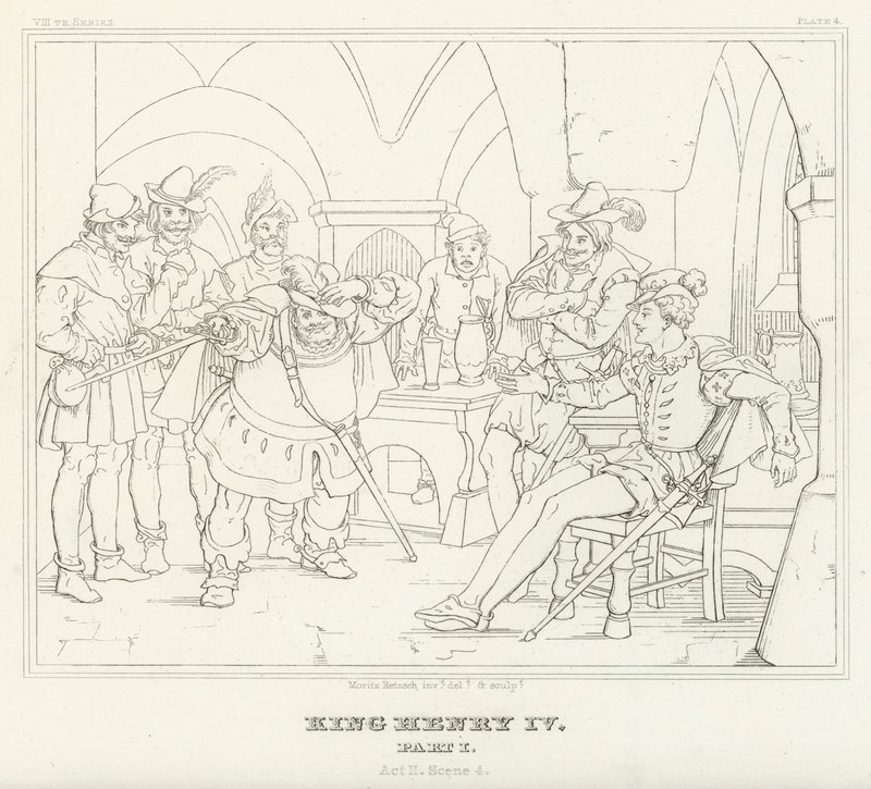 Koning Hendrik IV, Deel I, Act II, Scene 4 door Friedrich August Moritz Retzsch