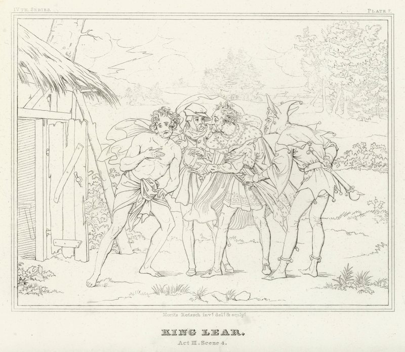 Koning Lear, Act III, Scene 4 door Friedrich August Moritz Retzsch