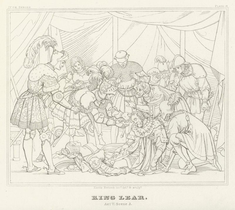 King Lear, Act V, Scene 3 (gravure) door Friedrich August Moritz Retzsch