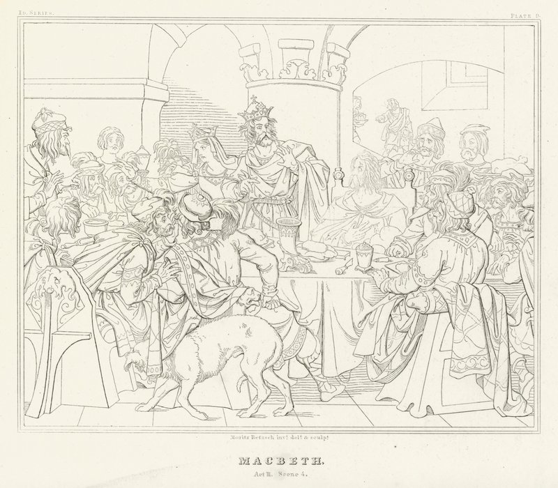 Macbeth, Act III, Scene 4 door Friedrich August Moritz Retzsch