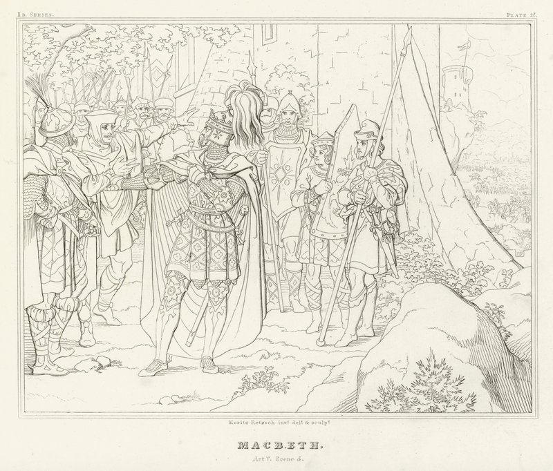 Macbeth, Acte V, Scene 5 door Friedrich August Moritz Retzsch